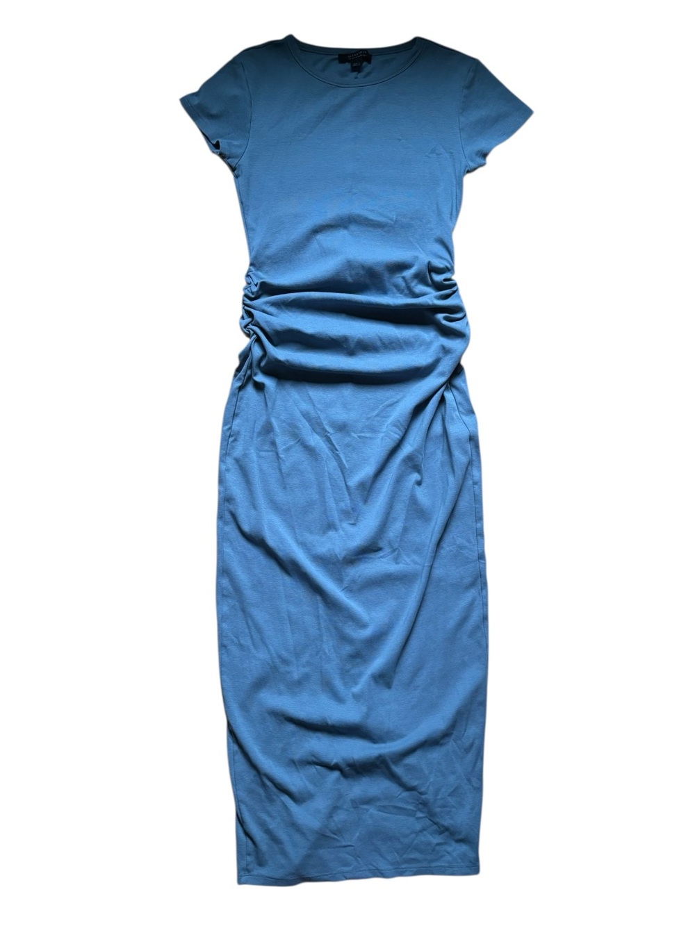 All Saints Women's Slate Blue Maxi Dress with Metal Logo